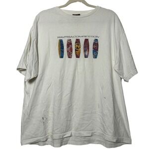 Vintage 90s Nautica Competition T Shirt Mens XL White Surfboard Graphic‎ Tee
